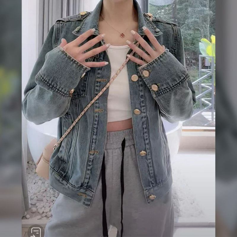 Denim Jacket Naisten Ulkovaatteet Muoti Lyhyet Temperament Topit