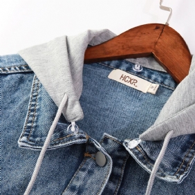 Hooded Denim Short Jacket Naisten Loose 2023 Uusi Takki