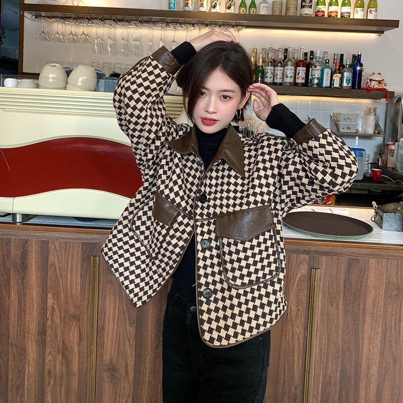 Takit Naisten Houndstooth Cropped Topit