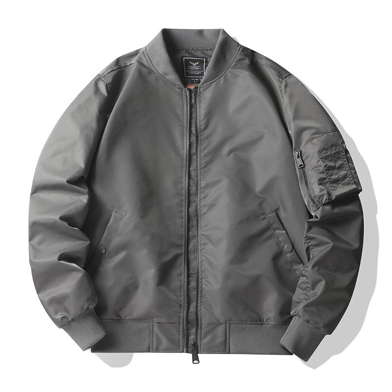 Aviator Jacket Baseball Uniform Cargo Miesten Yksivärinen