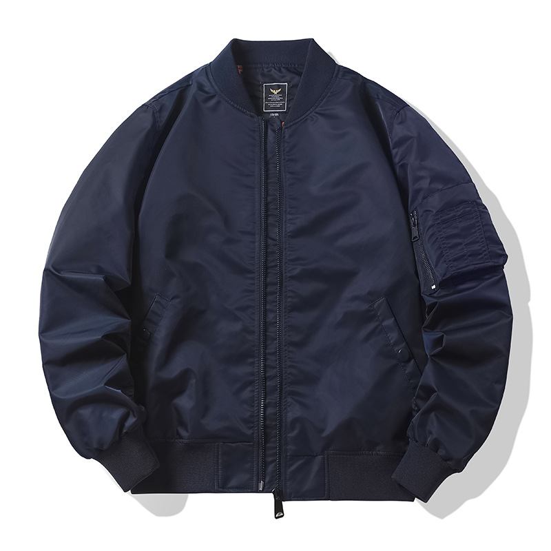 Aviator Jacket Baseball Uniform Cargo Miesten Yksivärinen