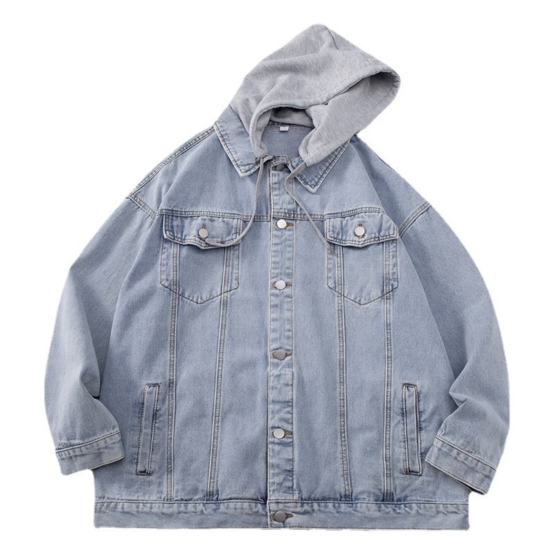 Denim Jacket Miesten Rento Hupullinen Takki Loose Trend Workwear