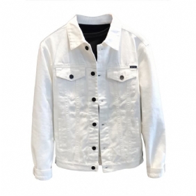 Rento Slim White Denim Jacket Miesten Trend Casual Workwear