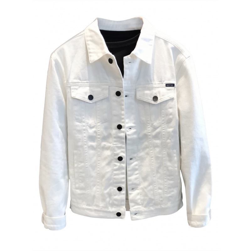 Rento Slim White Denim Jacket Miesten Trend Casual Workwear