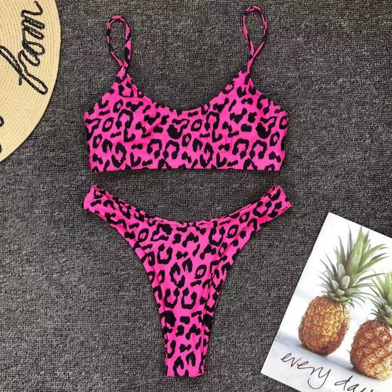 Sexy Leopard Bikini Swimwear Stock Suorat Hiukset