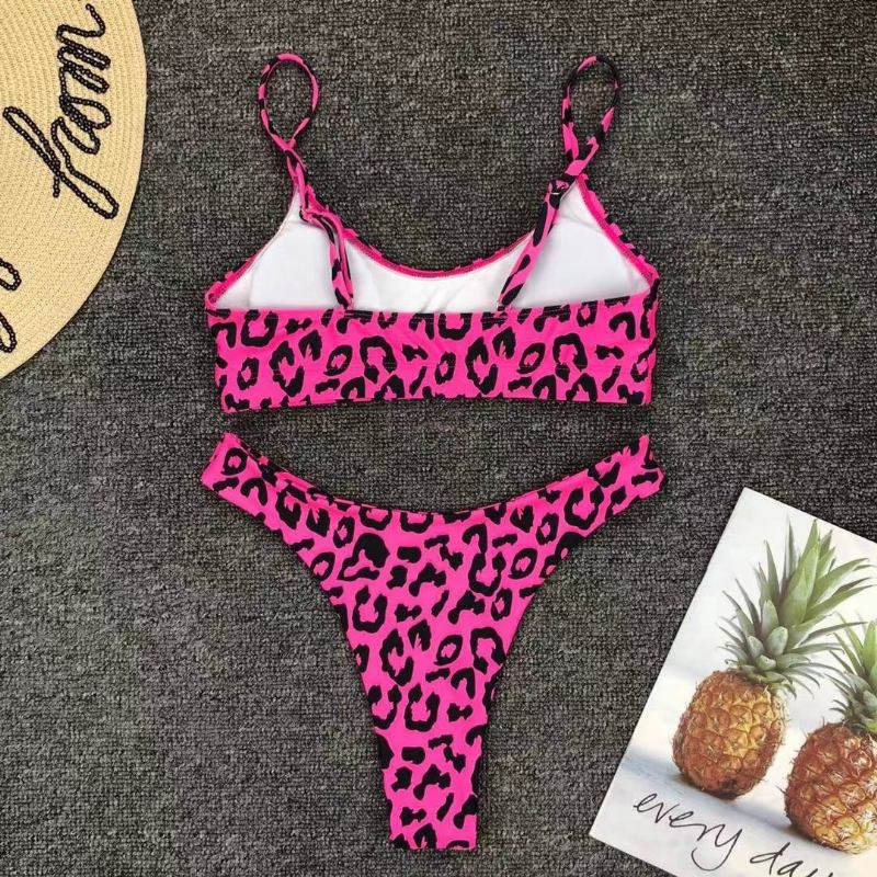 Sexy Leopard Bikini Swimwear Stock Suorat Hiukset