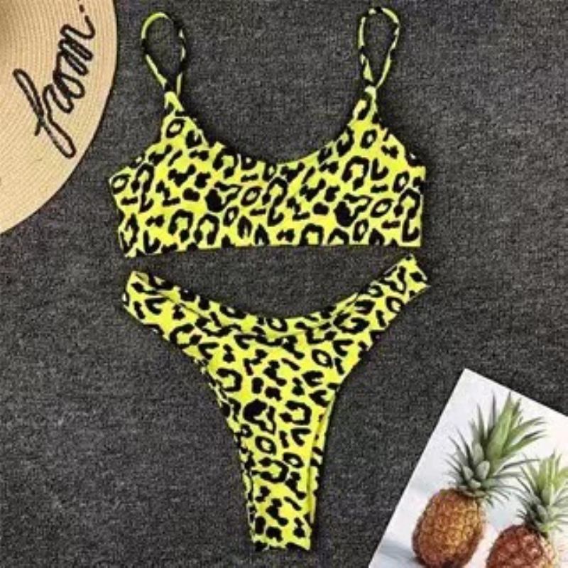 Sexy Leopard Bikini Swimwear Stock Suorat Hiukset