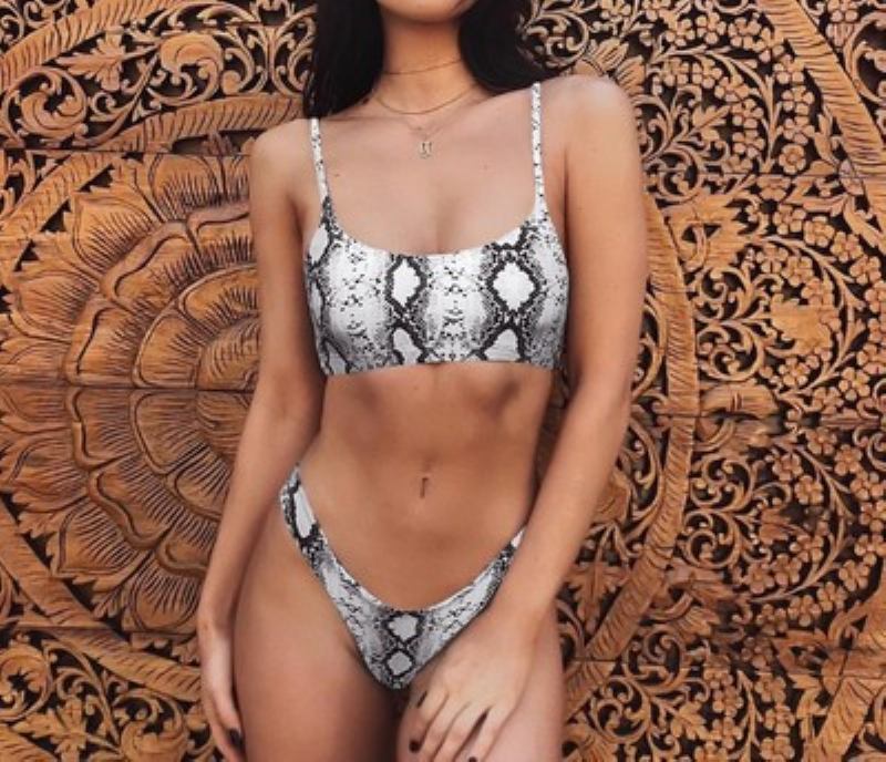 Sexy Leopard Bikini Swimwear Stock Suorat Hiukset