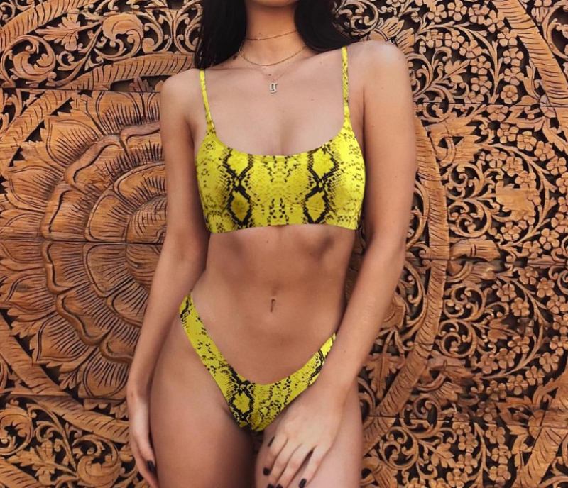 Sexy Leopard Bikini Swimwear Stock Suorat Hiukset