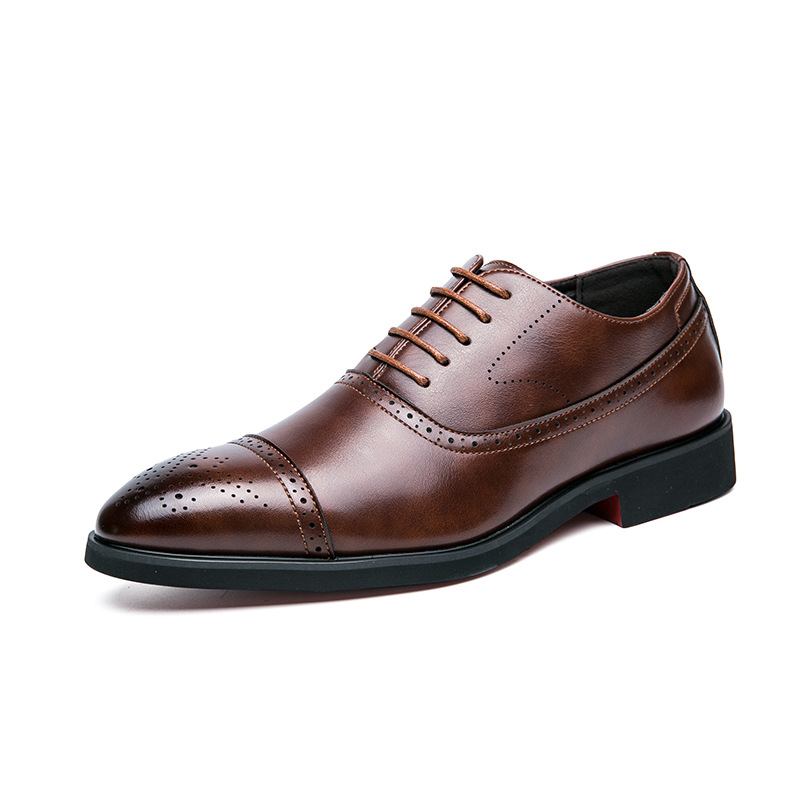 Plus Koko Business Casual Oxford Kengät Musta Mekko Muoti Brogues Veistetty Häät