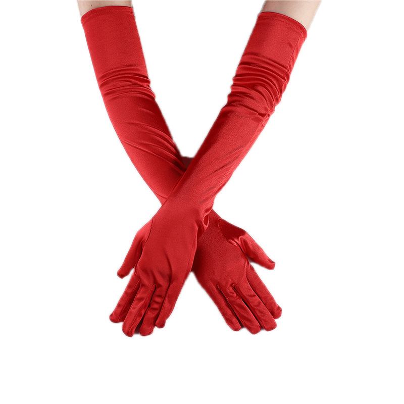 55 cm Satiinikäsineet Jatkettu Mekko Satiini Wedding Performance Prom Gloves Asusteet Etikettikäsineet