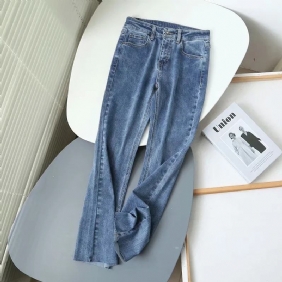 Naisten Vapaa-ajan Housut Pehmeä Korkea Bootcut Denim