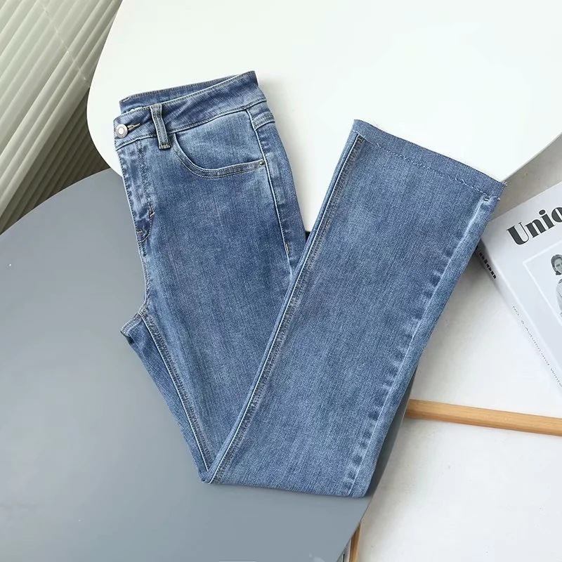 Naisten Vapaa-ajan Housut Pehmeä Korkea Bootcut Denim