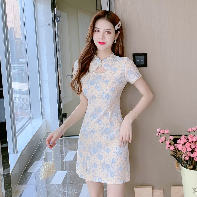 Cheongsam Mekko Naisten Sifonki Kukka