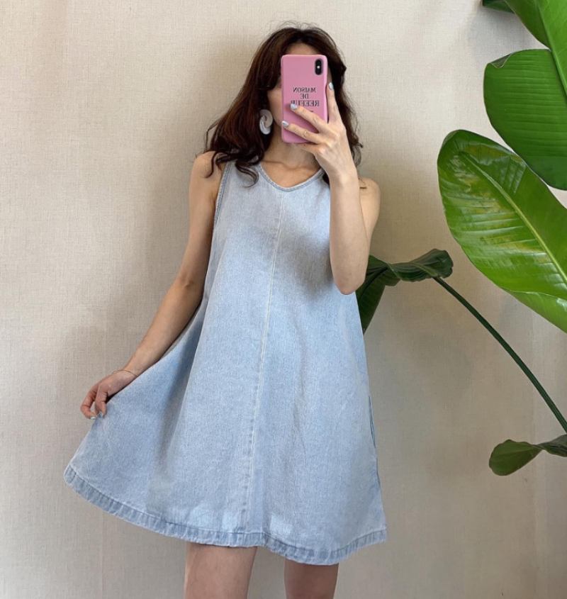 Pure Hihaton Denim Dress Tank Top Hame