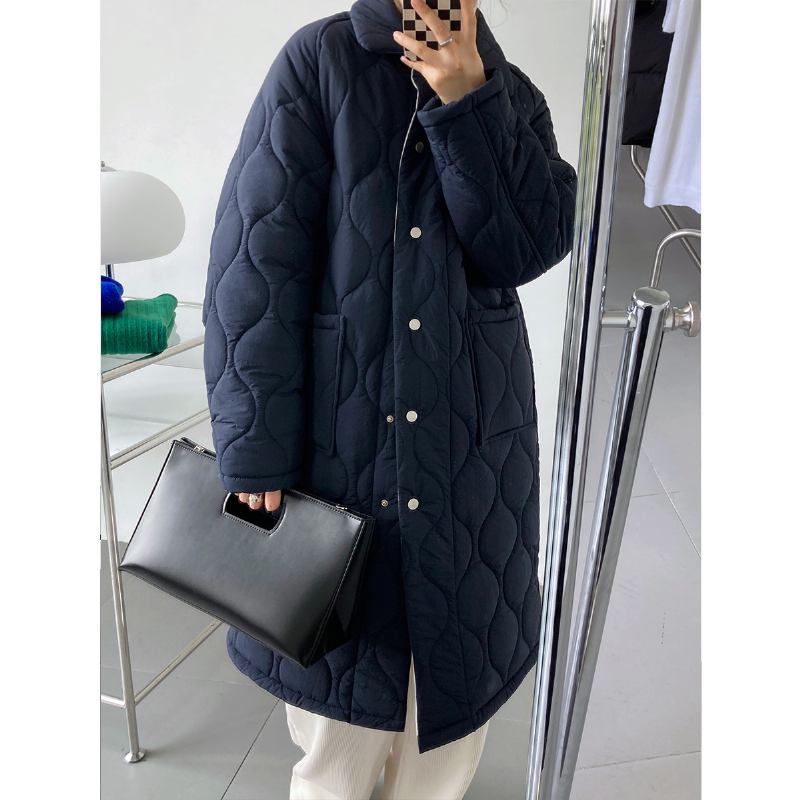 Lingge Cotton Coat Ladies Mid Length 2023 Trend