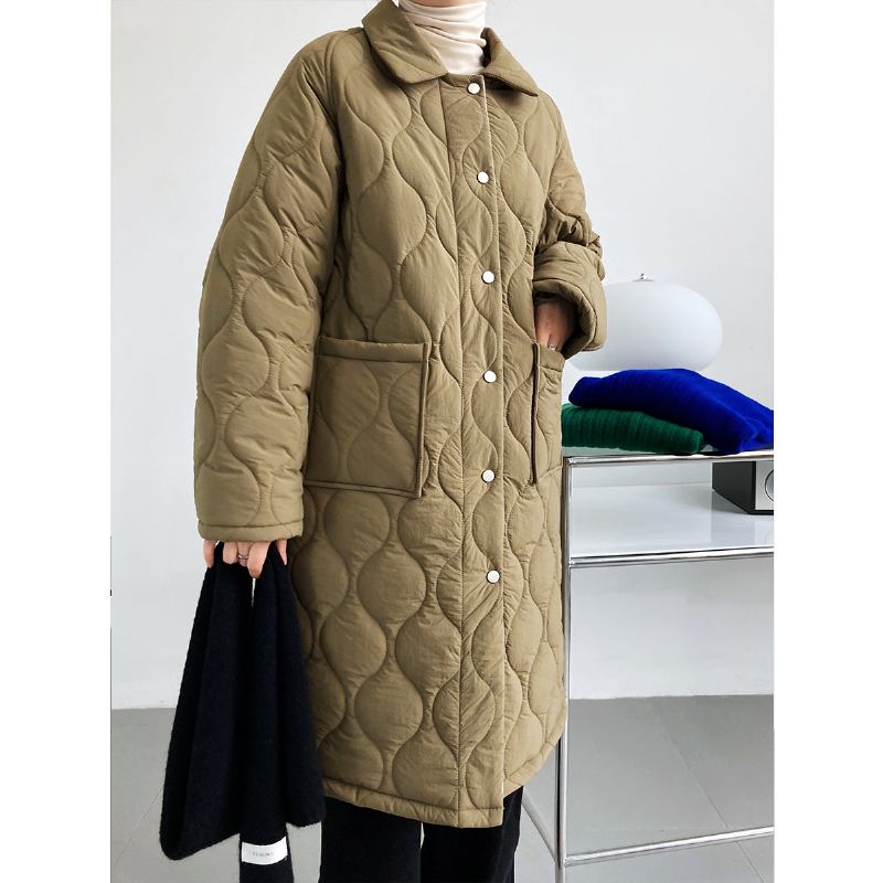 Lingge Cotton Coat Ladies Mid Length 2023 Trend