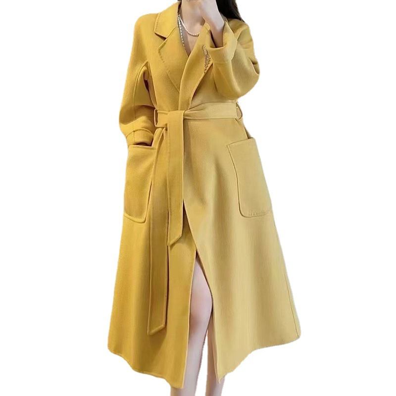 Water Ripple Wool Coat Ladies Extended Naisten