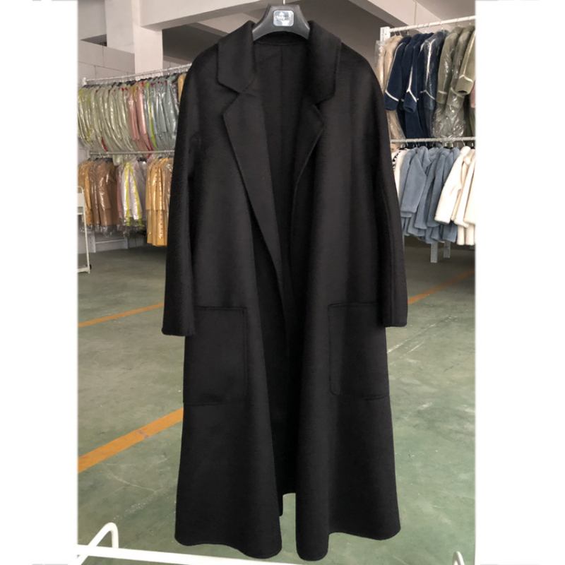 Water Ripple Wool Coat Ladies Extended Naisten