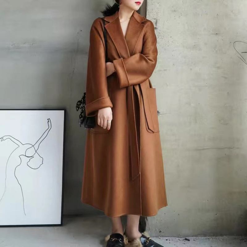 Water Ripple Wool Coat Ladies Extended Naisten