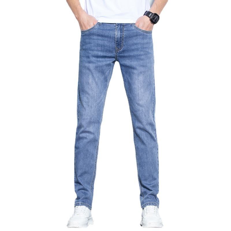 Miesten Farkut Löysät Straight Stretch Slim Fit Housut Rento Trend