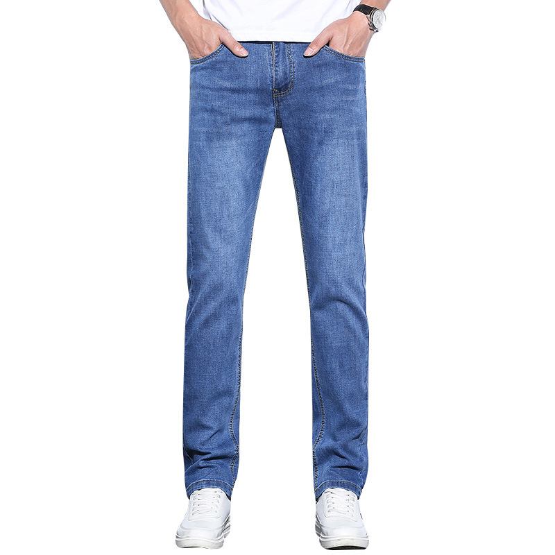 Stretch Jeans Miesten Slim Fit Straight Trendikäs Rento