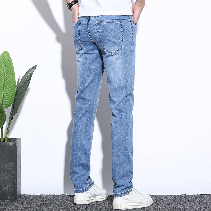 Stretch Jeans Miesten Slim Fit Straight Trendikäs Rento