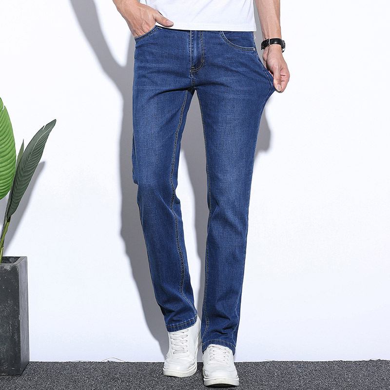 Stretch Jeans Miesten Slim Fit Straight Trendikäs Rento