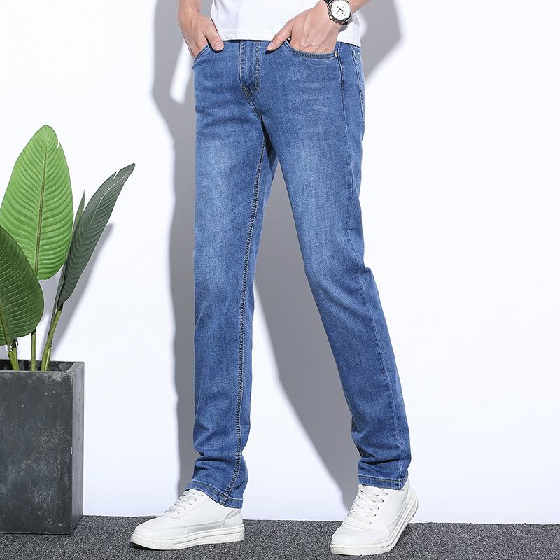 Stretch Jeans Miesten Slim Fit Straight Trendikäs Rento