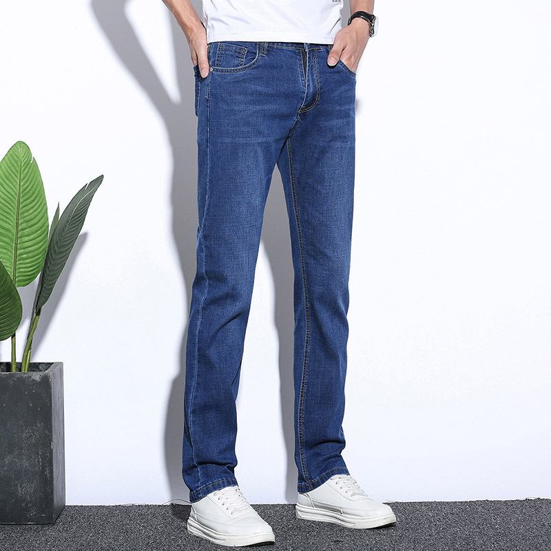 Stretch Jeans Miesten Slim Fit Straight Trendikäs Rento