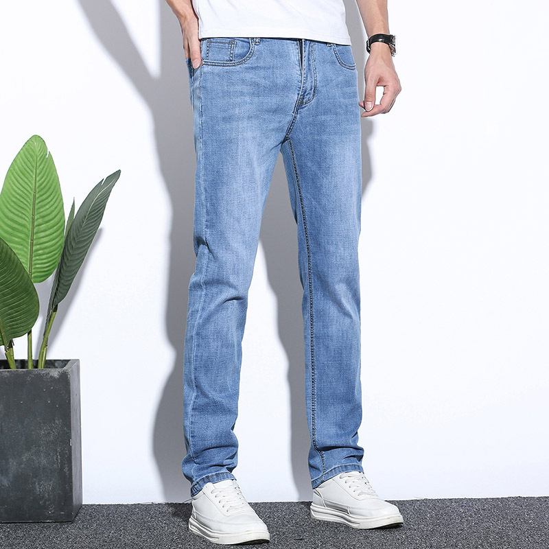 Stretch Jeans Miesten Slim Fit Straight Trendikäs Rento