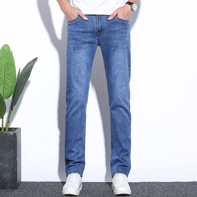 Stretch Jeans Miesten Slim Fit Straight Trendikäs Rento