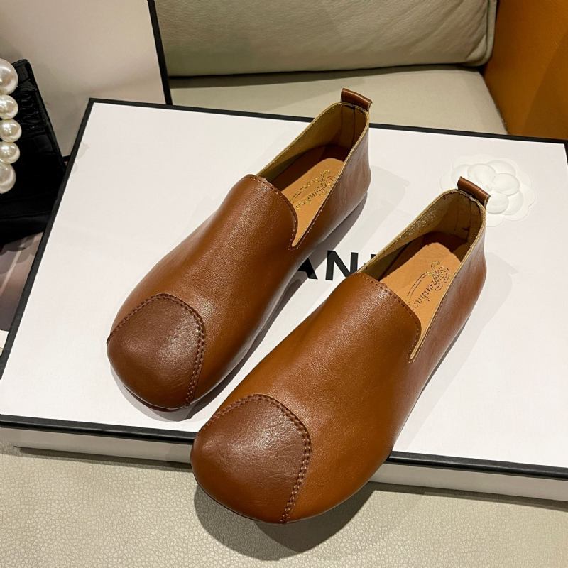 2023 Aikaisin Keväällä Uudet Retro Pehmeäpohjaiset Herneet Kengät Slip-on Loaferit Pyöreäkärkiset Mukavat Mekkokengät Naiset