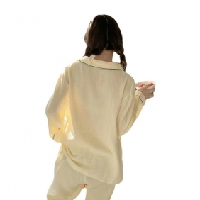Naisten Puuvillaiset Pyjamat Yksiväriset Pitkähihaiset Kotivaatteet