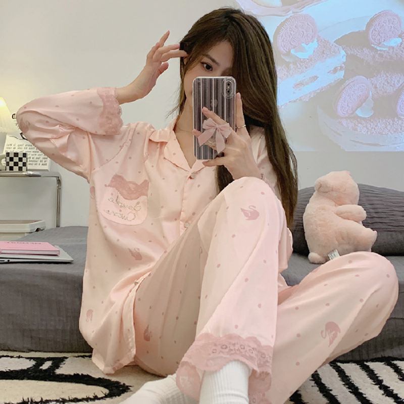 Naisten Pyjamat Soft Sweet Lace Cozy Loungewear Setit