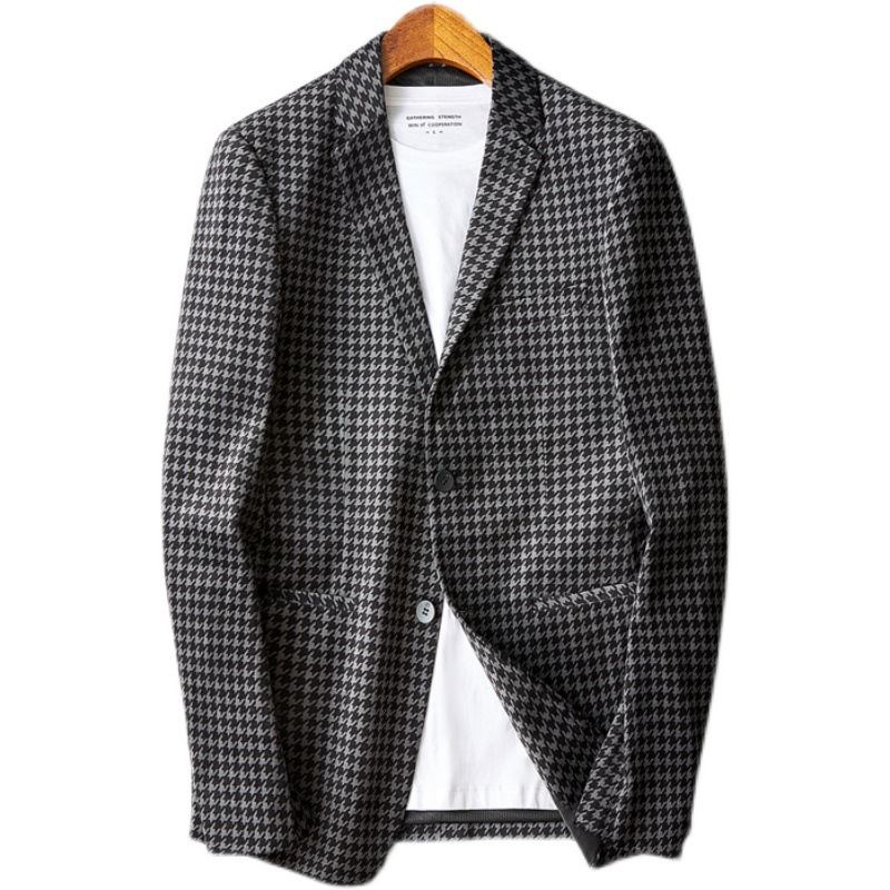 Miesten Bleiserit Casual Business Gold Velvet Check Black