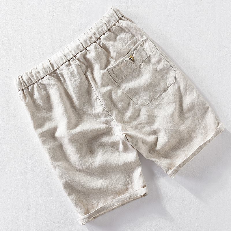 Beach Pure Linen Miesten Shortsit Löysät Rento Elastinen Vyötärö Leikattu