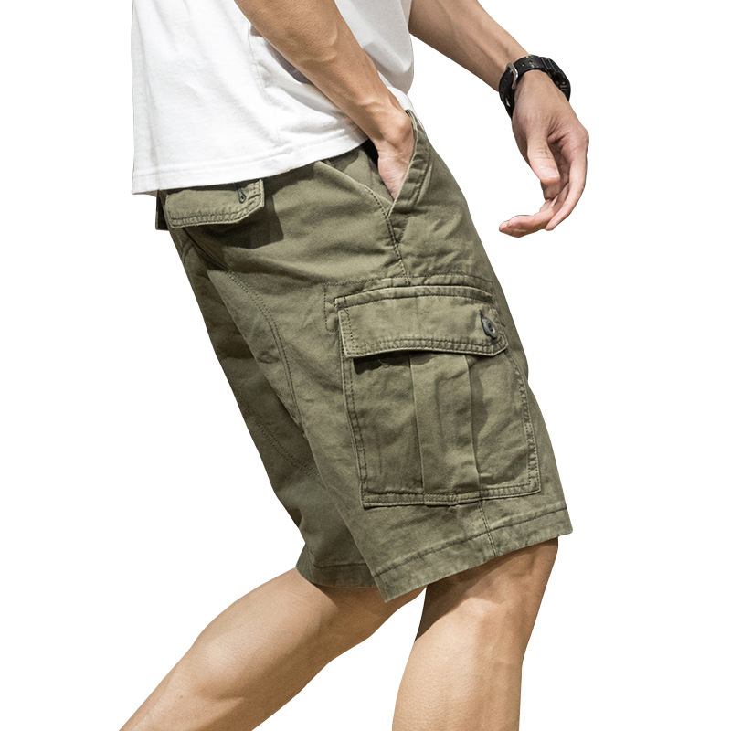 Miesten Cargo Shortsit Löysät Rento Khaki Trendi