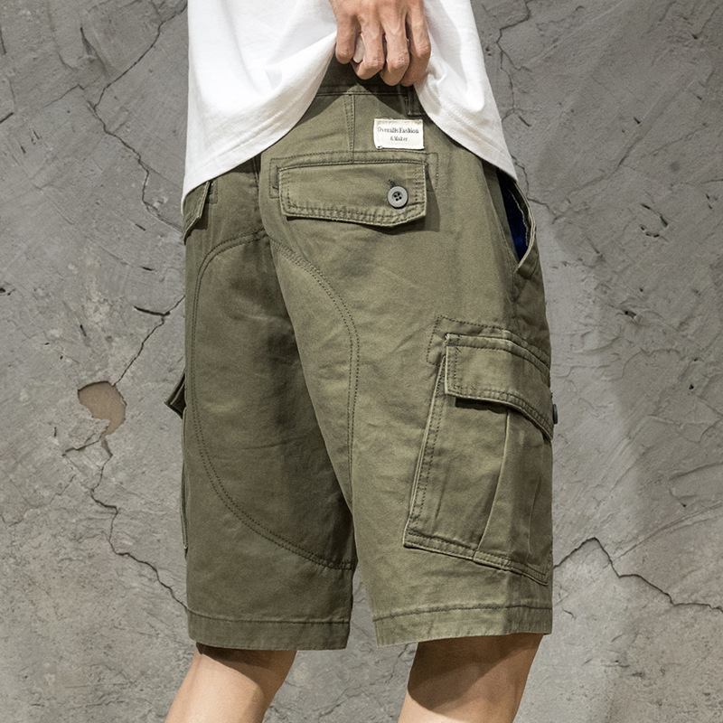 Miesten Cargo Shortsit Löysät Rento Khaki Trendi