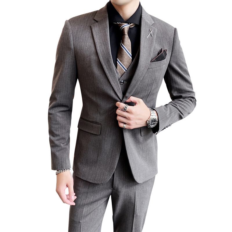 Slim Fit Suit Miesten Muodollinen Kolmiosainen Bisnespuku