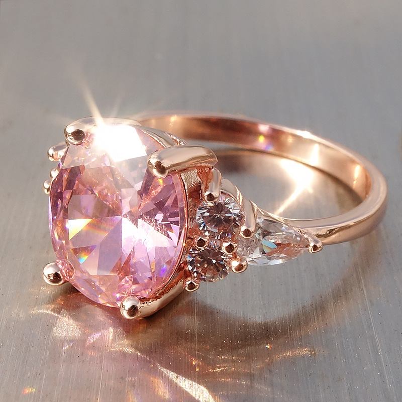 Naisten Sormus Vaaleanpunainen Crystal Zircon Platinum Rose Gold Harakka