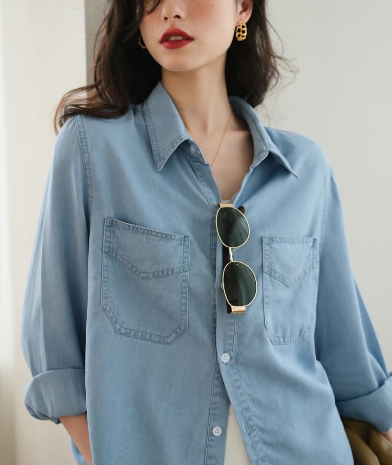 Denim Shirt Naisten Retro Temperament Topit