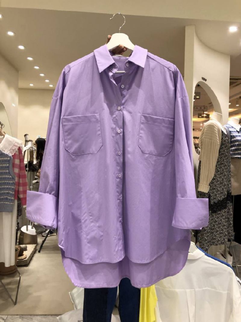 Naisten Paita Fashion Solid Button Down Käänne Löysä