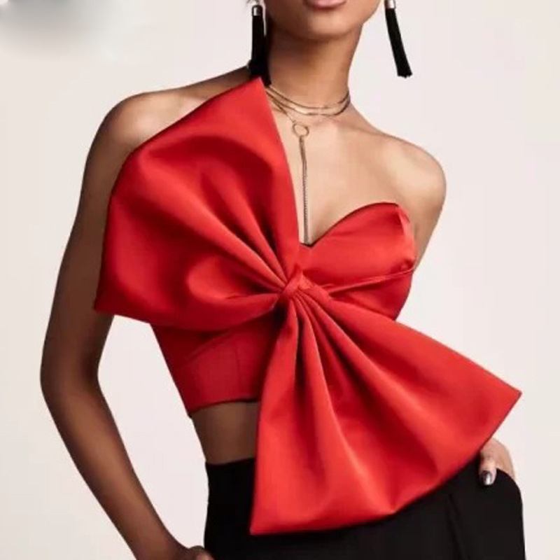 Seksikäs Pusero Bowknot Crop Toppi