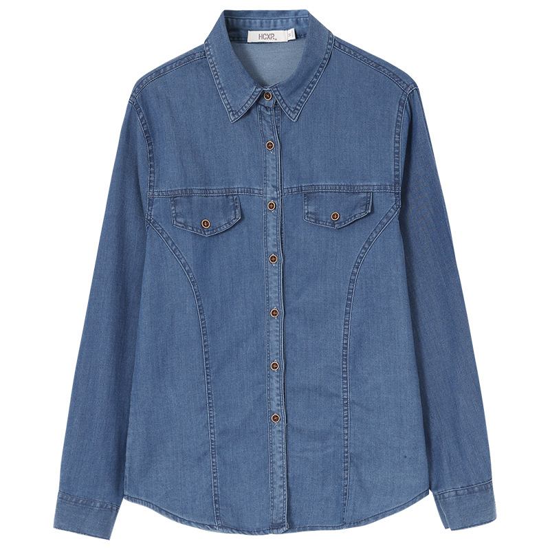 Vintage Denim Shirt Naisten Pitkähihainen