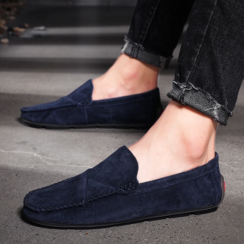 Isokokoiset Slip-on Loafers Nahka Herneet Kengät Rento Trendikkäät Miesten Retro Ajokengät Uudet