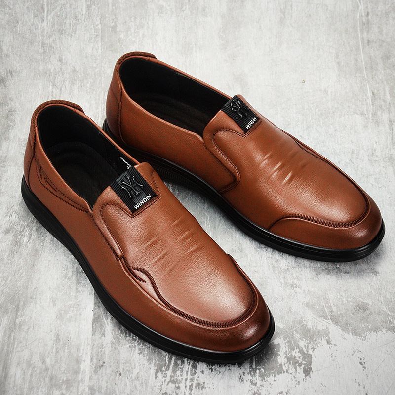 Lehmännahkainen Kevät Uudet Vapaa-ajan Mekko Kengät Slip-on Loaferit Aitoa Nahkaa Miesten Työtasot