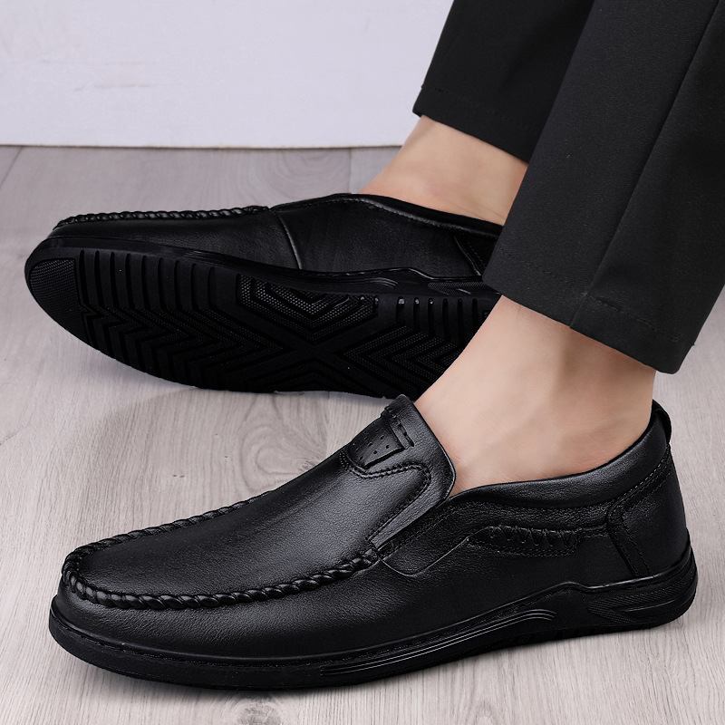 Loafers Muodolliset Kengät Miesten Retro Syksytyyli Aitoa Nahkaa Pehmeä Nahkapohja Tuuletin Business Casual Käsintehdyt