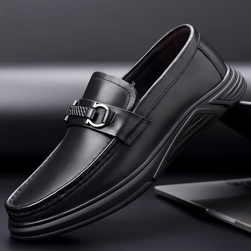 Muodolliset Kengät Aitoa Nahkaa Miesten 2023 Kevät Uudet Business Casual Doudou Isokokoinen Pehmeä Pohjallinen Slip-on