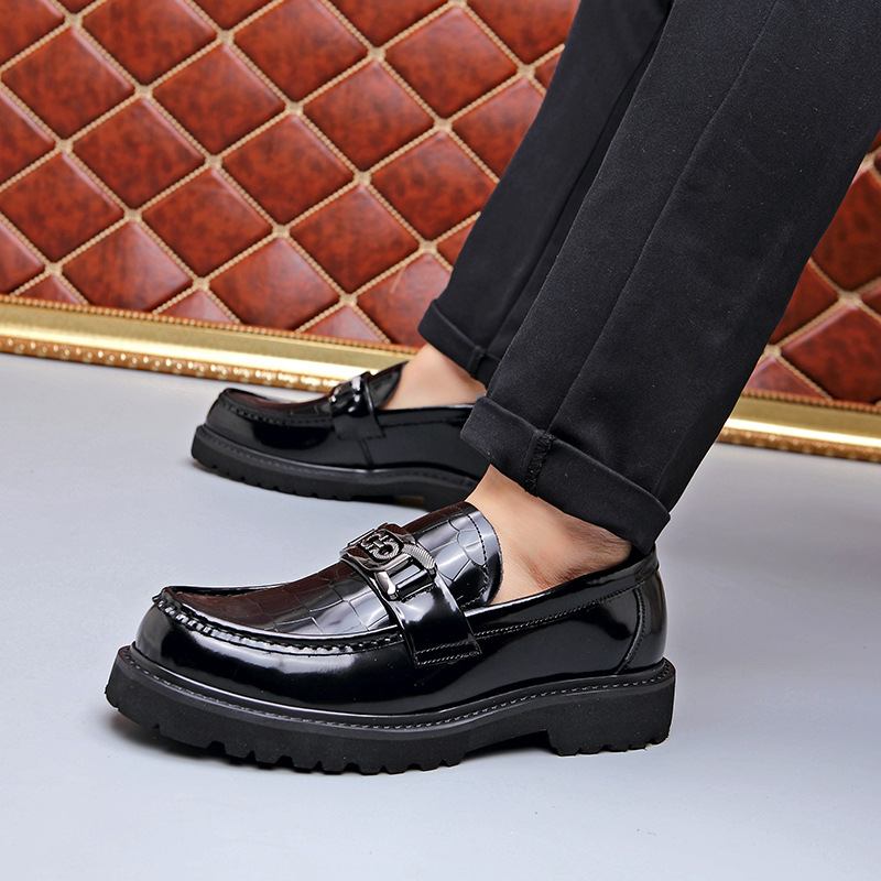 Musta Mekko Kengät Miesten 2023 Kesä Uudet Hevosen Solki Litteät Slip-on Loafers